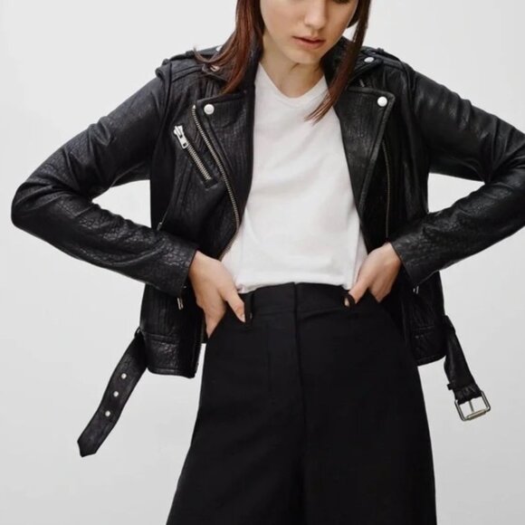 MACKAGE FOR ARITZIA Exclusive Rumer Pebbled Lambskin Leather Moto Jacket  - XXXS - Picture 1 of 12